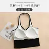 Nuevo Estilo Primavera y Verano Sujetador Deportivo de Cuello Halter con Almohadillas en el Pecho, Hermoso Diseño en la Espalda, Corte Ajustado, Adecuado para Ropa Exterior, Camiseta Deportiva de Tirantes Integrada para Yoga para Mujer