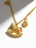 Enriquécete Inmediatamente Collar Dorado del Año del Caballo del Zodiaco para Mujer, Cadena para Clavícula con Colgante de Diseño Nicho de Lujo Ligero, Venta al por Mayor Dropshipping