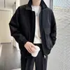 Cuello mao negro, chaqueta elegante para hombre, colección otoño/invierno, cortavientos, sofisticada y chic, ropa de trabajo de alta gama, ropa de marca de moda