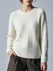 Suéter de Lana Seamless de Punto Listo para Usar Otoño e Invierno para Mujer, Cuello Redondo, Tejido de Punto Trenzado 3D, 100% Lana, Jersey Holgado
