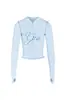 Conjunto de Chaqueta Corta con Capucha y Cremallera Estampado de Letras Ajustado y Pantalones Cross-Border I*Amgi con Diseño de Costuras Visibles
