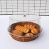 Imitação de cesta de tecido com tampa redonda prato de frutas cozinha cesta de drenagem de legumes cesta de ovos sala de estar cesta de lanche doméstico de plástico