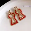 Brincos Pendentes Geométricos com Pingente de Gotejamento de Óleo em Prata com Diamantes, Estilo Corte Vintage, Brincos de Tarraxa Simples e Modernos, Brincos de Luxo Leve e de Alta Qualidade