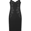 Tejido de punto moderno transfronterizo europeo y americano, Vestido negro sencillo y elegante con un ambiente único, Longitud midi, Elástico, Tirantes anchos elegantes