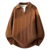 Suéter Espesso Masculino Outono e Inverno com Gola Reversível, Camisa Base Tricotada, Suéter Jacquard de Alto Padrão Estilo Japonês Tendência