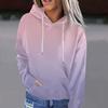 Suéter con capucha de comercio exterior europeo y americano con estampado degradado para mujer, diseño informal con cordón ajustable MC11