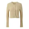 Conjunto de Dos Piezas para Mujer: Cárdigan de Punto Elegante Estilo Francés con Canalé Dorado Calado y Falda Midi - Nueva Colección Primavera 2026S