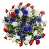 Guirnalda de Rosas Roja, Blanca y Azul del Día de la Independencia Transfronteriza Colgante de Decoración para el Hogar Pantalla de Mesa para Bodas Planta Simulada Rosas