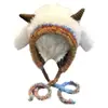 Bonito Gorro de Lana Pequeño Estilo Coreano para Mujer en Otoño e Invierno Cálido Correa Tejido Gorro Protector para Orejas Versátil Gorro de Punto Lei Feng