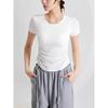 Nuevo Estilo para Mujer Primavera y Verano Todo en Uno Ceñidor de Cintura Ajustado Plisado Adelgazante Top con Copas Acolchadas, Estilo Casual y Cómodo
