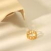 Yiwu Pequeños Productos Estilo Simple Joyería Personalizada de Moda Acero Inoxidable Chapado en Oro de 18K Anillo Nicho Joyería de Alta Gama
