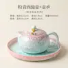 Juego de Tetera Xishi con Esmalte Cristalizado en Horno y Asa, Tetera de Cerámica para Oficina y Hogar, Juego de Té Kung Fu