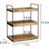 Estante de Almacenamiento de Madera Simple de Doble Capa Combinación Hierro-Madera Organizador de Artículos de Baño Estante para Especias de Encimera de Cocina