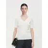 "Bailu" Fio Yangzi Alemão Malha Sem Costura Decote V Manga Curta Manga Cinco Quartos Slim Fit Camada Base Malha Versátil