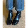 Botines de tacón alto para mujer Chuyuji 2026 Otoño/Invierno Nuevos Botines Martin de punta cuadrada para mujeres menudas, Estilo francés Botas ajustadas de tacón grueso