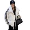 Chaqueta de Plumas de Pato Blanco Pequeña MOna Home para Mujer 2023 Invierno Nueva Corta Nicho Tres Barras Pan Chaqueta de Plumas