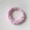 Color Caramelo Simple Cuerda de Pelo de Cordero Banda Elástica Azul de Felpa para el Cabello Banda de Goma para el Cabello de Mujer Cuerda para la Cabeza Doble Cola de Caballo