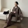 Abrigo de doble cara de lana pura, nuevo estilo otoño/invierno para mujer, de longitud media, con cierre de cinturón, estilo coreano, versátil y moderno