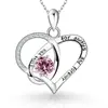 Exportación Transfronteriza Plata de Ley S925 Doce Piedras de Nacimiento Corazón Collar en Inglés Colgante en Forma de Corazón Cadena para la Clavícula Moda Elegante