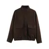 Fabricante Mayorista de Ropa Femenina Transfronteriza 2026 Aliexpress Artículo Más Vendido Moda Abrigo de Lana con Cremallera y Cuello Alto de Tres Colores