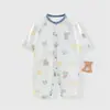Enterizo de Verano para Bebé de Manga Larga Sin Costuras de Tres Cuartos, Ropa Ligera para Casa, Pijama Cómodo de Algodón Puro Clase A, Anyang
