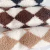 Outono e inverno xadrez xadrez pelúcia lápis Caso Papelaria de estudante Bolsa Armazenamento de grande capacidade Bolsa Papelaria portátil rômbica Caixa