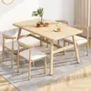 Juego de Mesa de Comedor Pequeño Sencillo para 4-6 Personas, Combinación de Mesa Rectangular y Sillas para Uso Doméstico, Juego para Apartamento de Alquiler