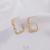 Pendientes Rectangulares Trenzados de Moda Chapados en Oro de 14K Clavijas para Pendientes con Agujero Medio para Perlas Ajuste de Perlas Materiales para Accesorios de Pendientes Hechos a Mano DIY