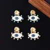Pendientes de Ojo de Diablo Europeos y Americanos, Pendientes de Alta Gama, Pendientes Coloridos de Esmalte Diamantado Vintage Medieval