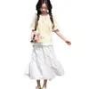 Vestido de Verano para Niñas 2026 Nuevo Modelo para Niñas Mayores, Conjunto de Dos Piezas con Falda de Tres Cuartos y Mangas Cortas, Vestido de Princesa para Niñas