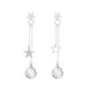 Pendientes de borla largos con estrellas distintivas de moda de Corea del Sur, pendientes de piedra de ojo de gato ligeros y elegantes de nicho para mujer