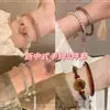 10 Pulsera de Cuentas de Flores Rosa Niebla Rosa para Mujer Pulsera de Verano Elegante de Lujo Ligero de Alta Gama Combinable para Graduación