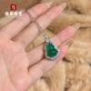 Pingente de cabaça de calcedônia verde gelo edição pequena nova joia chinesa incrustada com colar de cabaça de jade claro mini