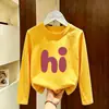Camiseta de Manga Longa para Meninas 2026 Novo Modelo Camiseta Básica de Algodão Puro para Crianças Top de Gola Redonda Roupa Íntima Fofa para Meninas
