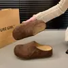 Chinelos femininos de sola grossa, que aumentam a altura, com bico fechado, adequados para uso externo, novo estilo outono 2026, de calçar, chinelos retrô