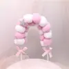 Decoração de bolo com arco de bola de pelo, plug-in de estrela, girassol, nuvem de arco-íris, cartão de mesa de sobremesa, inserção, acessórios para festa de aniversário