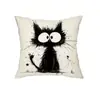 Funda de Almohada Minimalista Gato Blanco y Negro Más Vendida Transfronteriza para Decoración de Sofá del Hogar, Cojín de Coche y Oficina