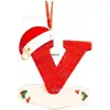 Iniciales Navideñas con Decoración de Letra de Gorro Rojo, Decoración Colgante Navideña DIY, Colgante Personalizado Regalos