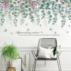 Adhesivos de pared de vid de ramas de sauce, adhesivos de pared para línea de cintura, decoración para sala de estar, dormitorio, adhesivos autoadhesivos, flor, mil huesos