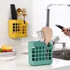 Portapalillos de pared para uso doméstico, no requiere taladro, caja de almacenamiento hueca para palillos, cucharas y cubiertos, escurridor de palillos de cocina