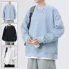 Sudadera Sencilla Estilo Americano con Diseño de Dos Piezas para Otoño, con Cuello Redondo y Mangas Largas, de Corte Relajado y Holgado
