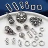 Plata de Ley Rostro de Bestia León Calabaza Anillo Doble Accesorios Retro Viejo Negro Cuadrado Hebilla de Resorte Botón de Hebilla Cuadrada Accesorios