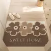 Tapete de fio com florzinha INS para porta de entrada, pode ser cortado, para varanda, resistente à sujeira, resistente ao desgaste, PVC antiderrapante, tapete removedor de poeira