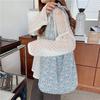 03284 Bolso de Hombro de Color Sólido Liso Fresco Estilo Coreano Portátil Artístico para Estudiante Femenina Bolso de Tela con Cordones Bolso de Vacaciones