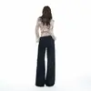 Calça casual larga de cordão nova de outono na cor laranja para mulheres, corte solto, modeladora, versátil, comprimento total