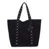 Bolsa Transfronteiriça Feminina Nova Nicho Retrô Rebite Hottie Bolsa Tote de Ombro para o Dia a Dia Grande Capacidade Bolsa de Braço Suede