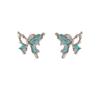 Aretes Asimétricos de Mariposa Hueca Azules Pequeños y Exquisitos Estilo Vacacional Elegantes Inteligentes Placa para Incienso de Mosquitos Sin Agujeros en las Orejas