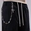 Estilo Nuevo Transfronterizo Europeo y Americano, Cadena para Pantalones de Metal con Colgante de Cruz de una Sola Capa Personalizada y Versátil, Accesorios de Alta Gama
