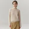 Suéter tricot Kangsai Ni 100% cashmere minimalista suave feminino, top base macio e liso, peça externa, peça interna, suéter