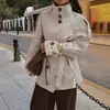 Moda Británica de Mujer Nueva Primavera 2026 AliExpress Transfronterizo Gabardina de Manga Larga con Botones, Cordones y Ceñidor en la Cintura